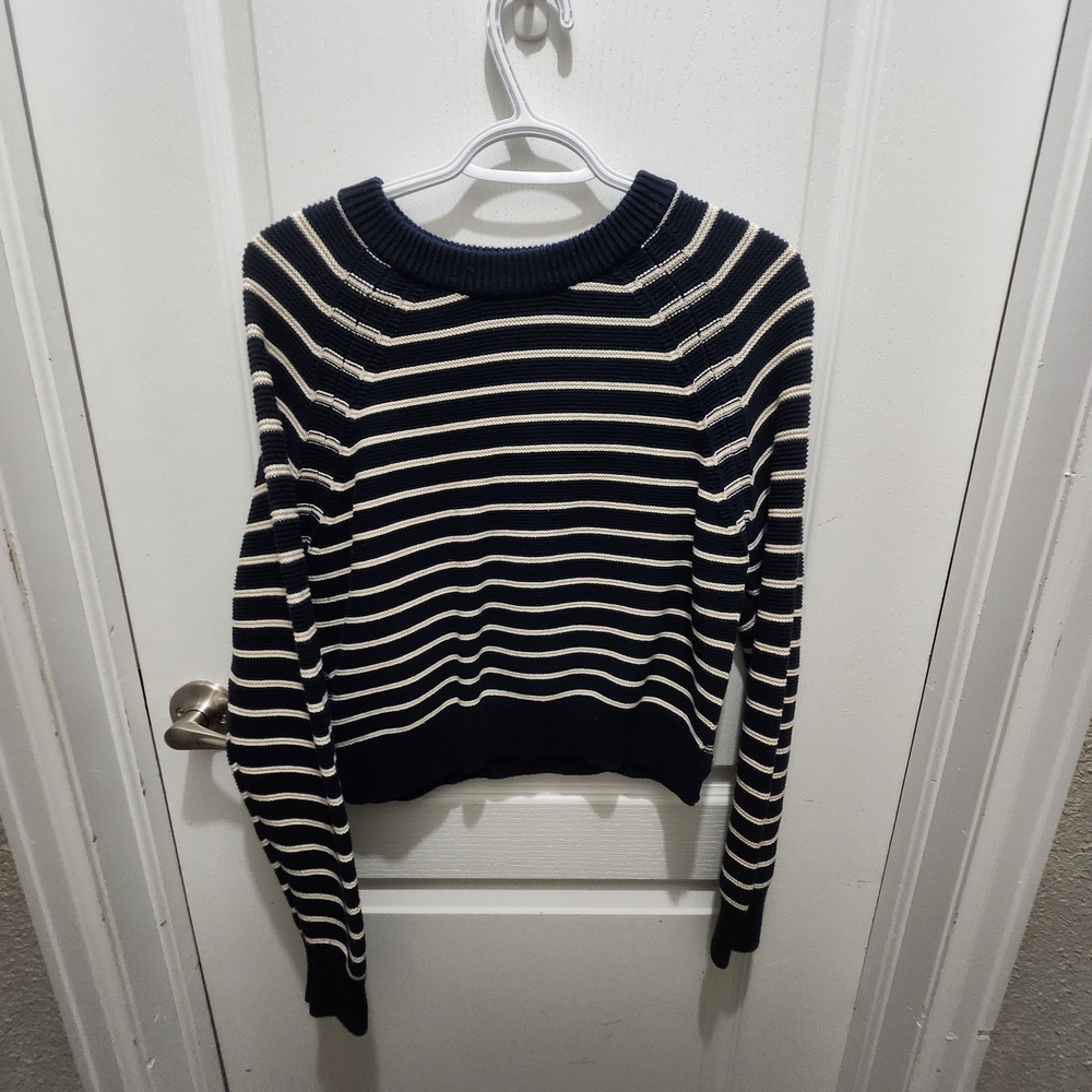 French Connection Striped Navy and Cream Sweater